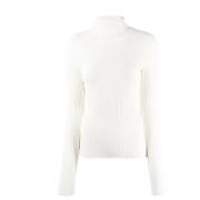 Andrea Adamo Räfflad Stickad Hoodie White, Dam