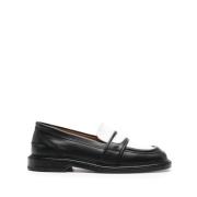 Maison Kitsuné Svart Vit Läder Loafers Black, Dam