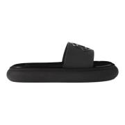 Moncler Gummiläder Sliders Black, Dam