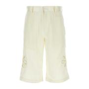 Bluemarble Ivory Satin Bermuda Shorts White, Herr