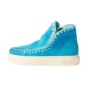 Mou Handgjord sommar eskimo sneaker med vintage broderi Blue, Dam