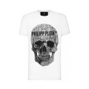 Philipp Plein Vit T-shirt med Rhinestone Logo White, Herr