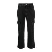 7 For All Mankind Straight Jeans Black, Dam