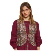 Antik Batik Flora print gilet Brown, Dam