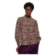 Antik Batik Blus med flora print Brown, Dam