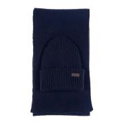 Barbour Herrpresentset: Crimdon Beanie och Halsduk, Blå Blue, Herr