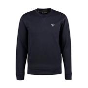 Barbour Marinblå Crew-Neck Sweatshirt med Borstad Bomull Blue, Herr