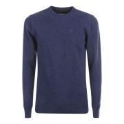 Barbour Blåa Sweaters - Girocollo Lambwool 1 Filo Blue, Herr