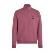 Belstaff Quarter Zip Sweatshirt i Mulberry Red, Herr