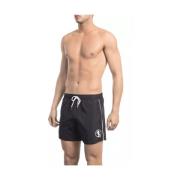 Bikkembergs Svarta Badshorts med Framsida Tryck Black, Herr