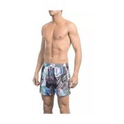 Bikkembergs Multifärgade Badshorts med All-over Print Multicolor, Herr