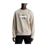 Calvin Klein Stencil Crew Sweatshirt Beige, Herr