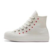 Converse Vita Röda Hjärtan Sneakers White, Dam