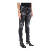 Dsquared2 Slitna skinny jeans med färgstänk Black, Dam