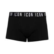 Dsquared2 Logo Boxershorts, Svart Bomull med Elastisk Midja Black, Her...