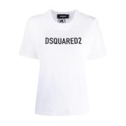 Dsquared2 Tryckt Framsida T-shirts och Polos White, Dam