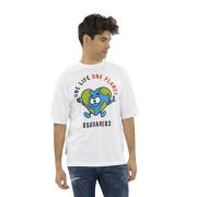 Dsquared2 Buddy Earth T-Shirt White, Herr