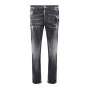 Dsquared2 Svarta Slim-fit Jeans med Trendiga Förstörda Detaljer Black,...