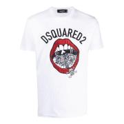 Dsquared2 Vit Bomull T-shirt med Framsida Tryck White, Herr