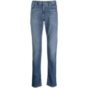 Emporio Armani Blå Slim-Fit Jeans med Kontrastsömn Blue, Herr
