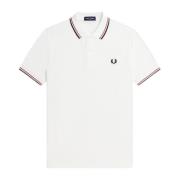 Fred Perry Klassisk bomullspiképolo med dubbel rand White, Herr