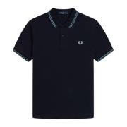 Fred Perry Slim Fit Twin Tipped Polo i Navy/Silver Blue Blue, Herr