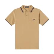 Fred Perry Slim Fit Twin Tipped Polo i Warm Stone/French Navy/Navy Bei...