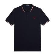 Fred Perry Klassisk bomullspolo med dubbel rand Blue, Herr