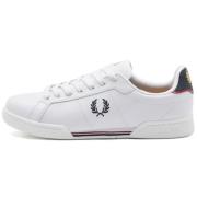 Fred Perry Läder Tennissneaker med Kontrast Häl och Kant White, Herr