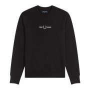 Fred Perry Broderad Grafisk Sweatshirt Black, Herr