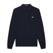 Fred Perry Navy Långärmad Pikétröja Blue, Herr