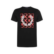 Fred Perry Svart Cross Stitch Tryckt Tee Black, Herr