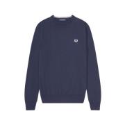 Fred Perry Klassisk Crew Neck Jumper Blue, Herr