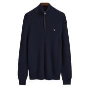 Gant D2. Bomulls Ribb Halv ZIP Eving Blue, Herr