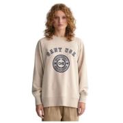 Gant Oversize American Sportswear Sweat i Ekologisk Bomull Beige, Dam