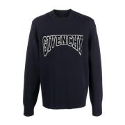 Givenchy Stickad tröja med logotyplappar Blue, Herr