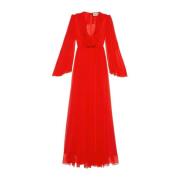 Gucci Sidenklänning i midi-längd Red, Dam