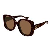 Gucci GG1257s oversized fjäril Havana GG solglasögon Brown, Dam