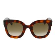 Gucci Round Frame Acetate Solglasögon With Star Brown, Dam