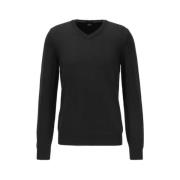 Hugo Boss Stickat med V-ringning Black, Herr