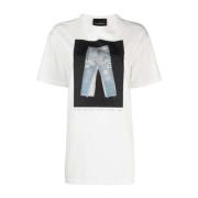 John Richmond Denim Dekorativt Tryck T-Shirt White, Dam