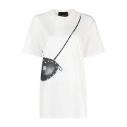 John Richmond T-shirt med dekorativ väsktryck White, Dam