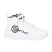 Just Cavalli Höga lädersneakers White, Dam