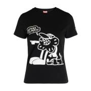 Kenzo Condemt Print Bomull T-shirt Black, Dam