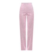 Krizia Leather Trousers Pink, Dam