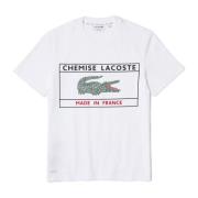 Lacoste Krokodiltryck Ekologisk Bomull T-Shirt White, Herr