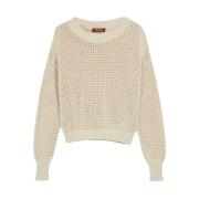 Max Mara Perforerad Crew Neck Tröja Beige, Dam