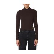 Michael Kors Brun Ribbstickad Turtlenecktröja Brown, Dam