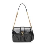 Moschino Svart Logo-Print Läder Toteväska Black, Dam