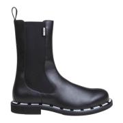 Moschino Ankelboots i veganskt läder med mikrologotyp Black, Dam